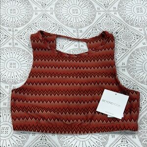 Beyond Yoga Red Chevron Crop Tank Top